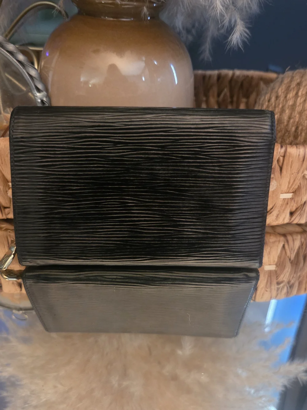 Louis Vuitton Vintage 97 Black Epi Leather Wallet Purple Interior